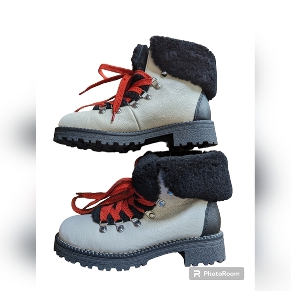 J. Crew white and black Nordic boots with red laces sz 6 - Picture 4 of 8